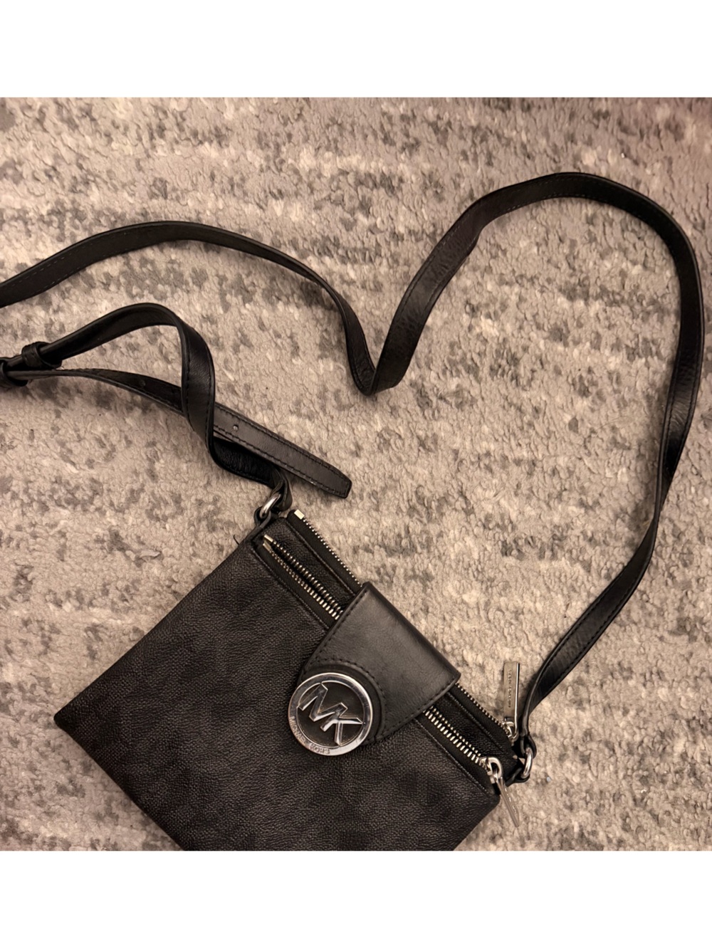 Michael Kors Black Leather Logo Crossbody Belt Bag
